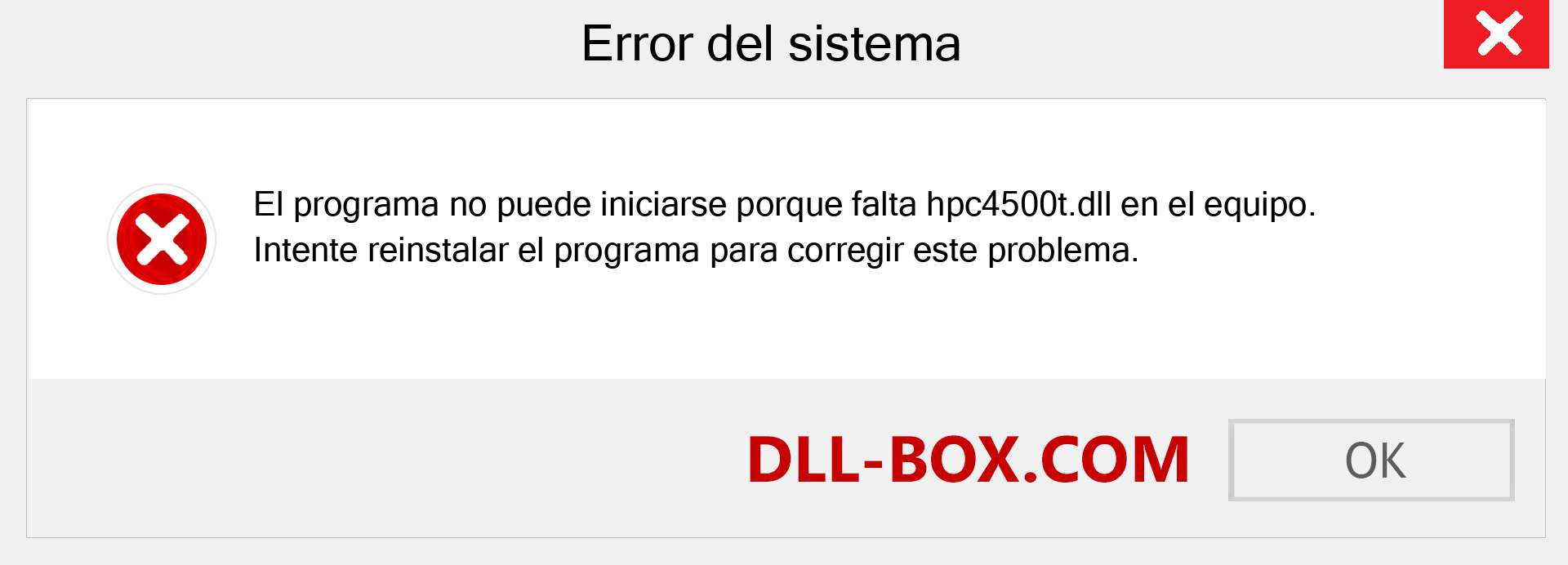 ¿Falta el archivo hpc4500t.dll ?. Descargar para Windows 7, 8, 10 - Corregir hpc4500t dll Missing Error en Windows, fotos, imágenes