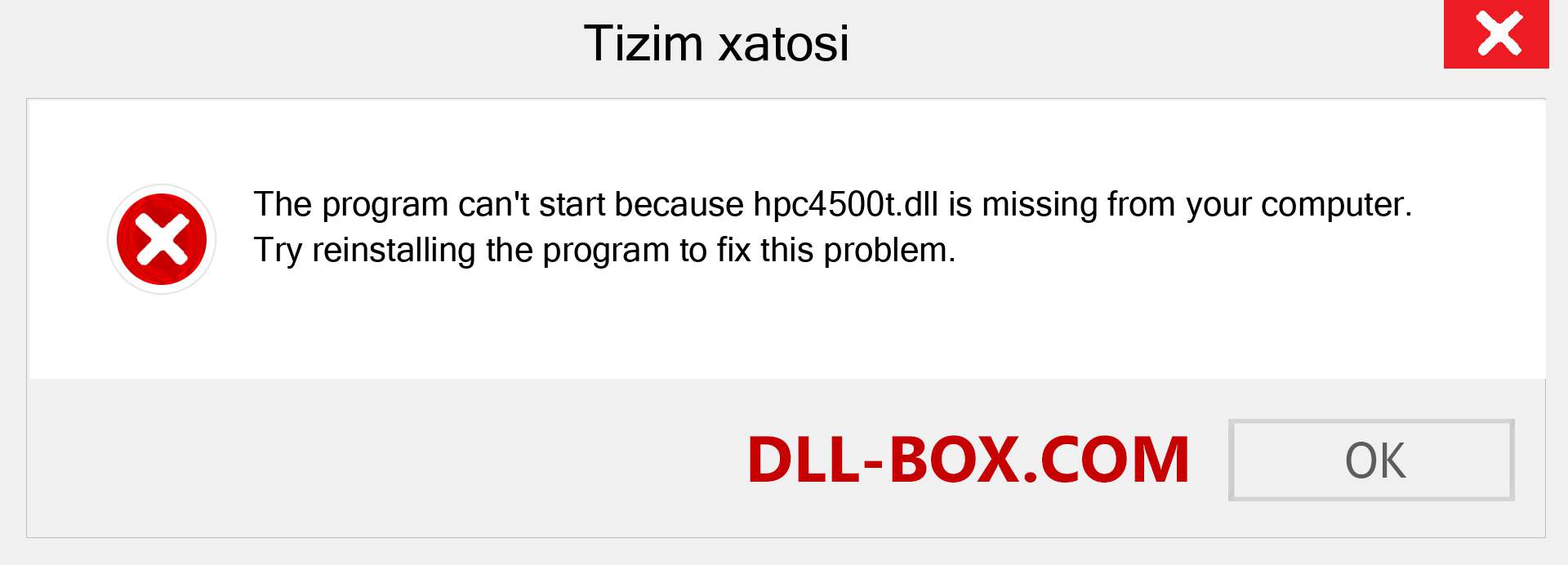 hpc4500t.dll fayli yo'qolganmi?. Windows 7, 8, 10 uchun yuklab olish - Windowsda hpc4500t dll etishmayotgan xatoni tuzating, rasmlar, rasmlar